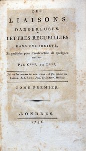 Page de titre du livre « Les Liaisons dangereuses » de Choderlos de Laclos, Londres