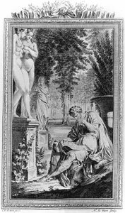 Titus Lucretius Carus (Lucrèce) philosophe et poète romain dans « De Rerum natura », Gravure du 18ème siècle. - Unknown artist
