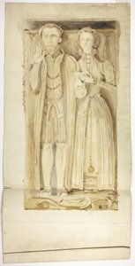 Dalle funéraire Tudor avec effigies d