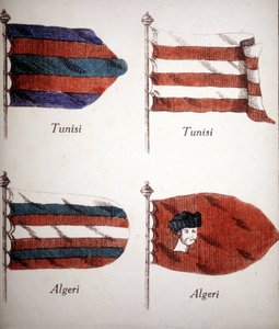 Drapeaux tunisiens et algériens datant de la fin du XVIIIe siècle - Unknown artist