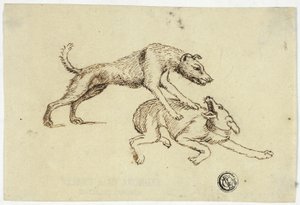 Deux chiens qui se battent - Unknown artist