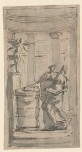 Deux vestales à un autel