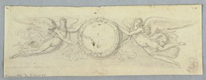 Deux génies ailés avec couronne de laurier - Unknown artist