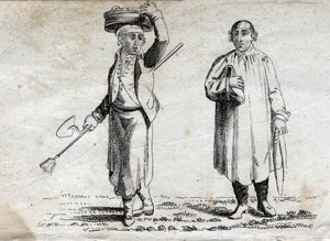 Deux paysans, gravure fin XVIIIe siècle, collection privée.