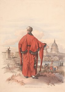 Vue de St. Pauls à travers la rivière avec une figure en robe au premier plan