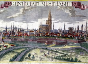 Vue de Strasbourg vers 1770 avec sa cathédrale