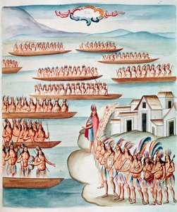 Vue de Tlatelolco entouré de la lagune, Mexique (aquarelle, vers 1770-1780) - Unknown artist