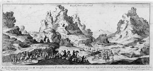 Vue des caravanes dans le désert du Sinaï. Gravure du XVIIIe siècle - Unknown artist