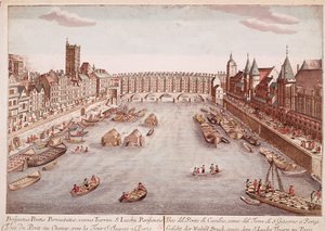 Vue du Pont-au-Change vers la tour Saint-Jacques, Paris (gravure)