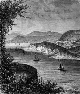 Vue du fleuve Saint-Laurent en Amérique du Nord. Gravure du XIXe siècle - Unknown artist