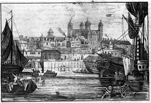 Vue de la Tour de Londres et de la Tamise à la fin du XVIIIe siècle Gravure - Unknown artist