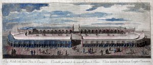 Vue de la foire de Venise, Italie. Gravure du XVIIIe siècle