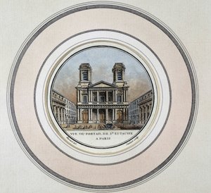Vue du portail de Saint-Eustache à Paris - gravure