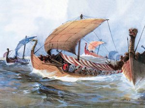 Bateau viking en transit vers la Normandie - Unknown artist