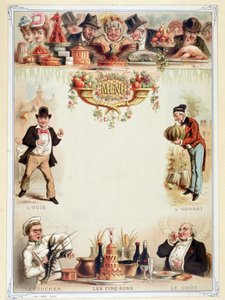 Menu vierge, illustrant les cinq sens - chromolithographie, fin 19e siècle - Unknown artist