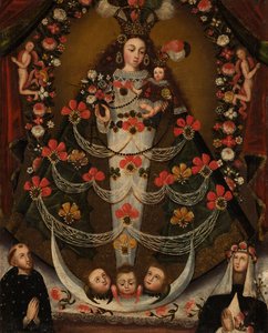 Vierge de Pomata avec Saint Nicolas Tolentino et Sainte Rose de Lima - Unknown artist