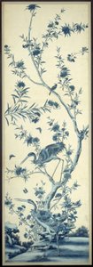Panneau de papier peint avec oiseaux et arbres en fleurs - Unknown artist
