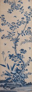 Panneau de papier peint avec oiseaux et arbres en fleurs - Unknown artist