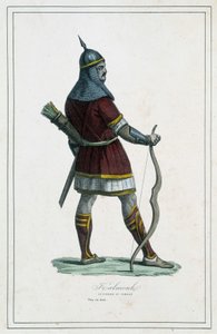 Guerrier Kalmouk (peuple mongol de Sibérie méridionale) - dans « Les différents peuples de la terre » par Abbé P. Jouhanneaud, Librairie des Bons livres, Limoges