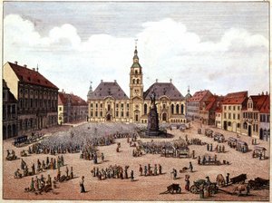 La place publique de la ville de Mannheim (Allemagne).
