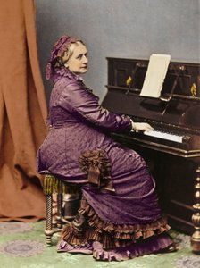 Clara Schumann, pianiste et compositrice allemande, au piano - Portrait de Clara Schumann, pianiste et compositrice allemande, épouse de Robert Schumann.