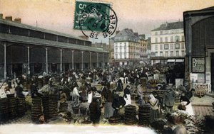 Vue du Grand Marché à Rouen, Seine-Maritime, Normandie (Le marché à Rouen, Normandie) Carte postale début du 20e siècle