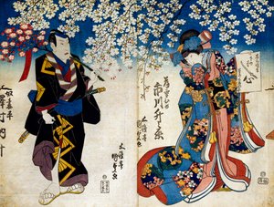 Shiki no Nagame Maru-ni-I no Toshi, acteur Toshi, scène des Quatre Saisons - Utagawa Kunisada