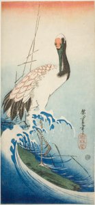 Grue et vagues - Utagawa Hiroshige