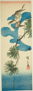 Coucou, branche de pin et pleine lune - Utagawa Hiroshige