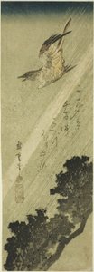 Coucou volant sous la pluie - Utagawa Hiroshige