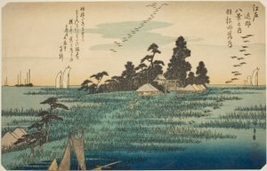 Oies descendantes à Haneda (Haneda no rakugan), de la série "Huit vues des environs d