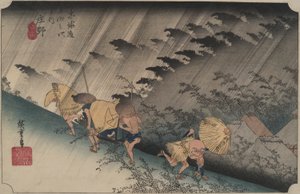 Pluie battante à Shono, de la série Cinquante-trois Stations du Tokaido