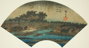 Pluie du soir à Matsuchiyama (Matsuchiyama yau), de la série "Huit vues de la capitale orientale (Toto hakkei)"