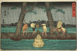 Fujieda—No. 23, de la série "Les cinquante-trois stations du Tokaido (Tokaido gojusan tsugi)", également connue sous le nom de Reisho Tokaido