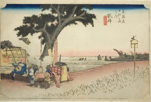 Fukuroi : Échoppe de thé (Fukuroi, dejaya no zu), de la série "Les cinquante-trois stations du Tokaido (Tokaido gojusan tsugi no uchi)", également connue sous le nom de Hoeido Tokaido
