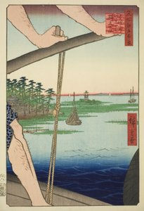 Ferry de Haneda et sanctuaire de Benten (Haneda no watashi Benten no yashiro), de la série "Cent vues célèbres d