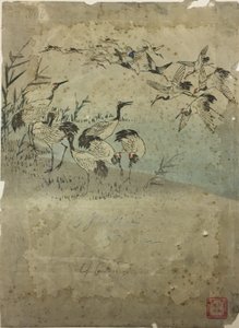 Hérons parmi les herbes - Utagawa Hiroshige