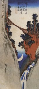 Hiroshige, Un pont enjambant une gorge profonde - Utagawa Hiroshige