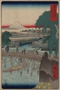 Pont Ichikobu de la série 36 vues du mont Fuji, 1858