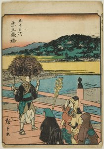 Kyoto : Pont Sanjo, de la série "Cinquante-trois stations du Tokaido"
