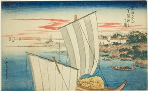 Marée basse à Shibaura (Shibaura shiohi no zu), de la série "Vues célèbres de la capitale orientale (Toto meisho)"