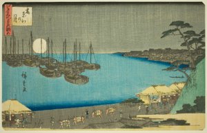Lune à Takanawa (Takanawa no tsuki), de la série "Trois vues de lieux célèbres à Edo (Edo meisho mittsu no nagame)" - Utagawa Hiroshige