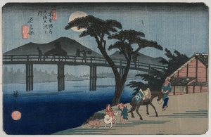 Station Nagakubo 28 de la série Soixante-neuf stations du Kisokaido, 1835 ou 1836