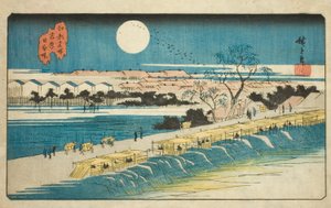 Digue Nihon près de Yoshiwara (Yoshiwara Nihon-zutsumi), de la série "Lieux Célèbres à Edo (Koto meisho)"