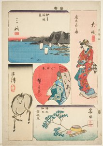 Oiso, Odawara, Hakone, Mishima, et Numazu, n° 3 de la série "Images découpées du Tokaido (Tokaido harimaze zue)"