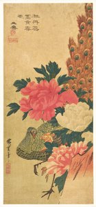 Pivoines et paon - Utagawa Hiroshige
