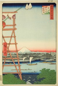 Ryogoku Ekoin et pont Moto-Yanagi (Ryogoku Ekoin Moto-Yanagibashi), de la série "Cent vues célèbres d