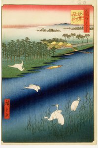Ferry de Sakasai, planche 67 de la série Cent vues célèbres d