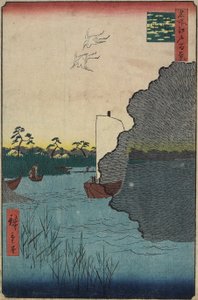 Pins dispersés le long de la rivière Tone, août 1856