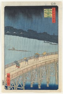 Averse soudaine sur le pont Ōhashi et Atake, de la série « Cent vues célèbres d